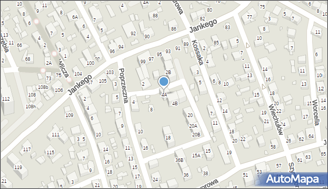 Katowice, Poprzeczna, 4A, mapa Katowic