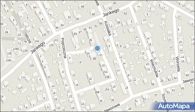 Katowice, Poprzeczna, 4C, mapa Katowic