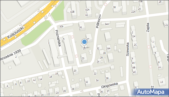 Katowice, Północna, 25, mapa Katowic