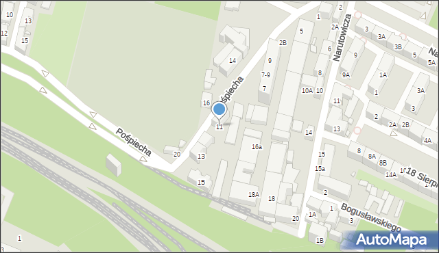 Katowice, Pośpiecha Pawła, ks., 11, mapa Katowic