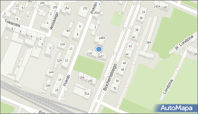 Katowice, Pokoju, 11C, mapa Katowic