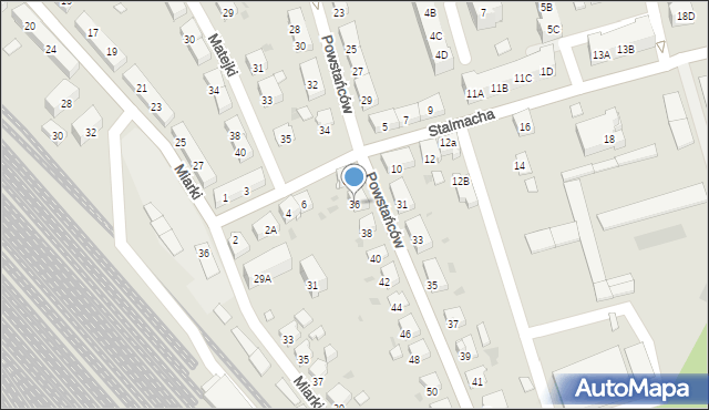Kędzierzyn-Koźle, Powstańców, 36, mapa Kędzierzyna-Koźle