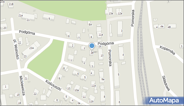 Kępice, Podgórna, 1a, mapa Kępice