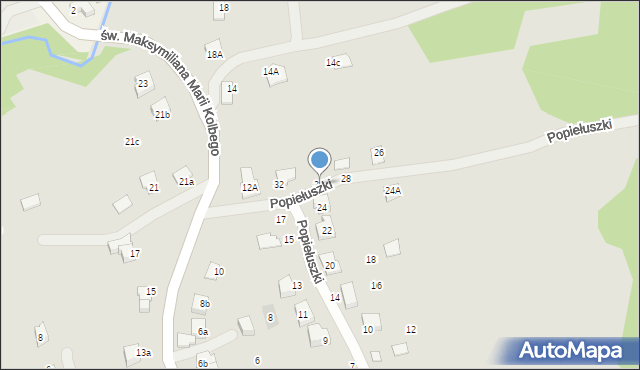 Kęty, Popiełuszki Jerzego, bł. ks., 30, mapa Kęty