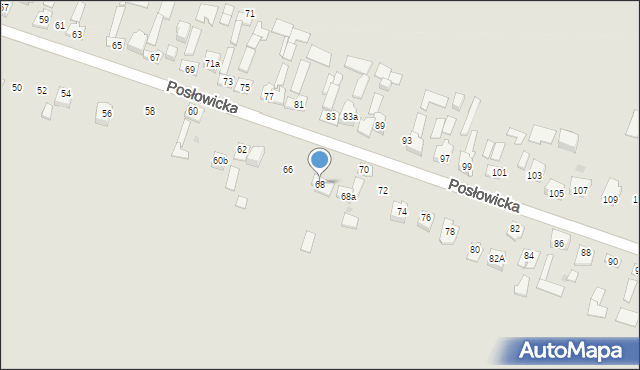 Kielce, Posłowicka, 68, mapa Kielc