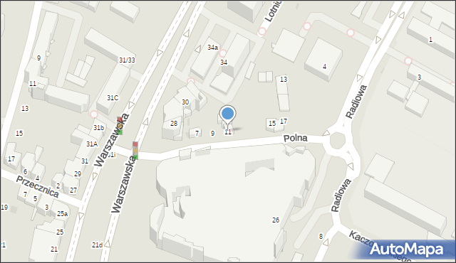 Kielce, Polna, 11, mapa Kielc