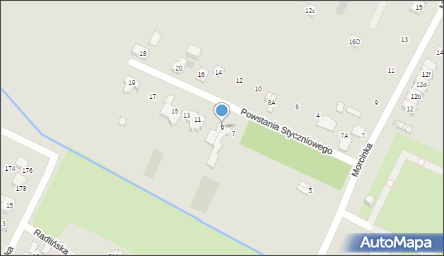 Kielce, Powstania Styczniowego, 9, mapa Kielc