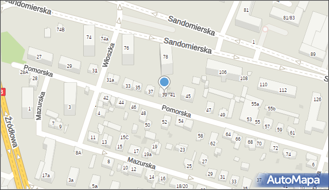 Kielce, Pomorska, 39, mapa Kielc