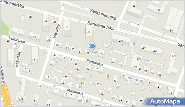 Kielce, Pomorska, 41, mapa Kielc