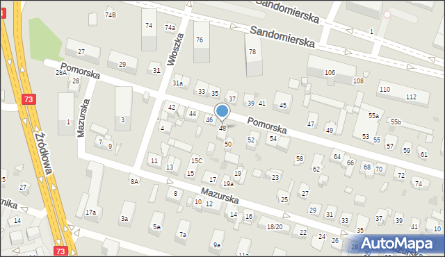 Kielce, Pomorska, 48, mapa Kielc