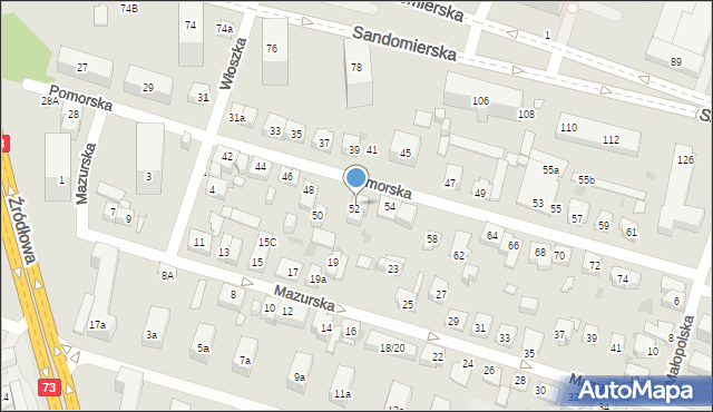 Kielce, Pomorska, 52a, mapa Kielc