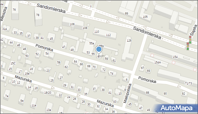 Kielce, Pomorska, 57, mapa Kielc