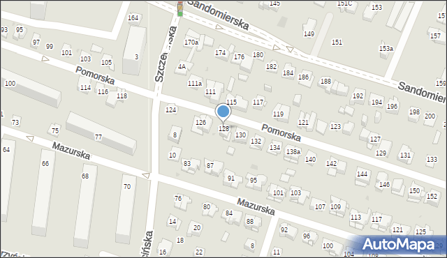 Kielce, Pomorska, 128, mapa Kielc