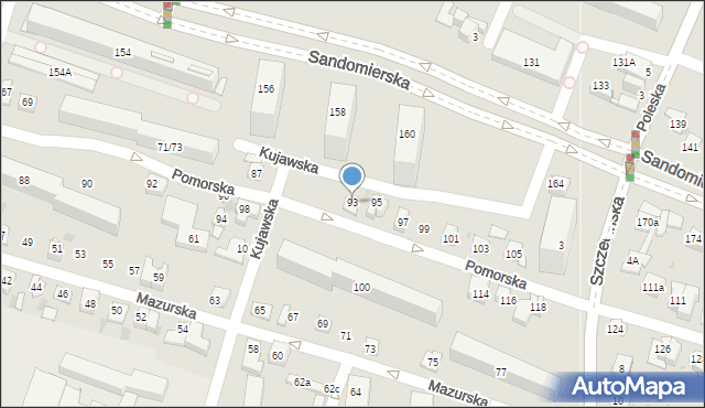 Kielce, Pomorska, 93, mapa Kielc