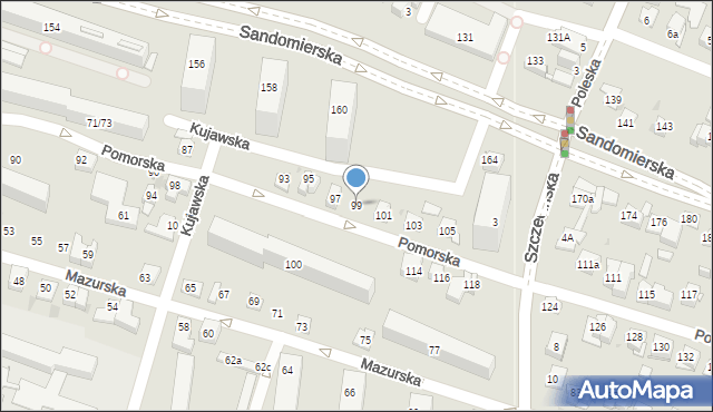 Kielce, Pomorska, 99, mapa Kielc