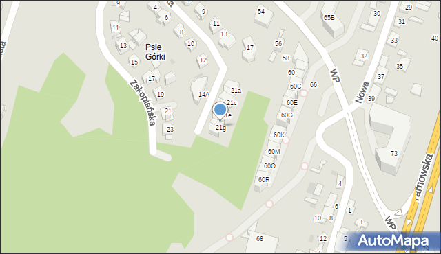 Kielce, Podhalańska, 21g, mapa Kielc