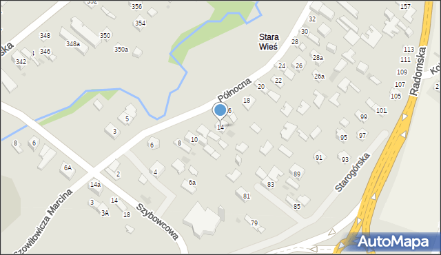 Kielce, Północna, 14, mapa Kielc