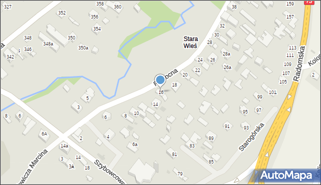 Kielce, Północna, 16, mapa Kielc