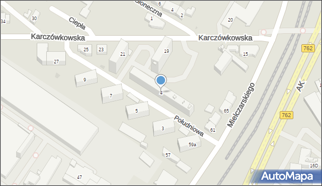 Kielce, Południowa, 4, mapa Kielc