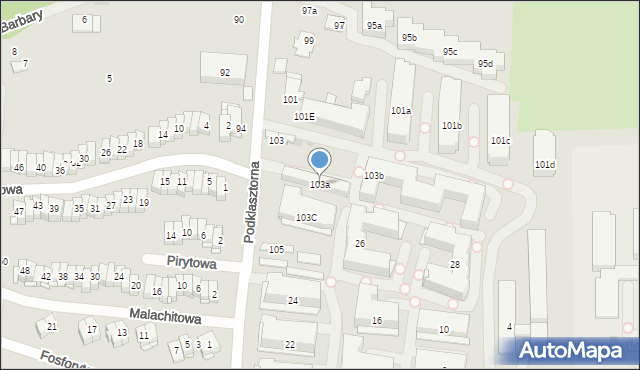 Kielce, Podklasztorna, 103a, mapa Kielc