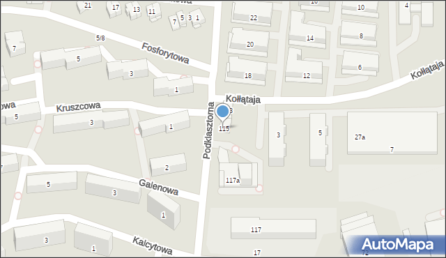 Kielce, Podklasztorna, 115, mapa Kielc