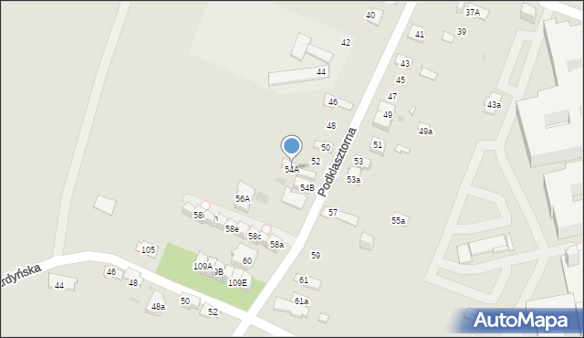 Kielce, Podklasztorna, 54A, mapa Kielc