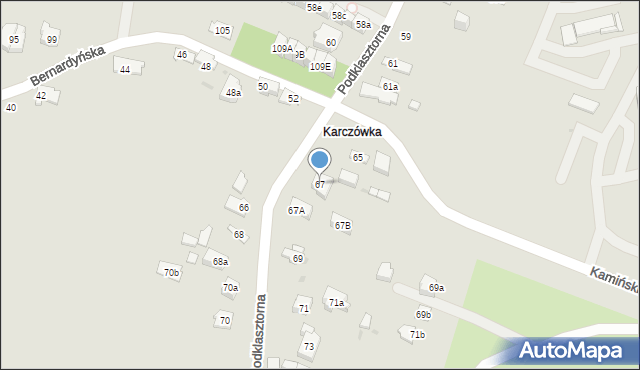 Kielce, Podklasztorna, 67, mapa Kielc