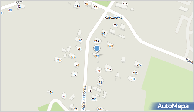 Kielce, Podklasztorna, 69, mapa Kielc