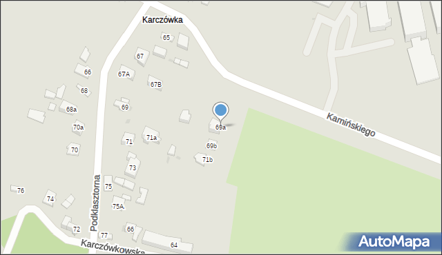 Kielce, Podklasztorna, 69a, mapa Kielc