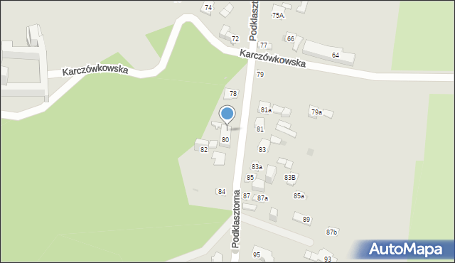 Kielce, Podklasztorna, 80A, mapa Kielc