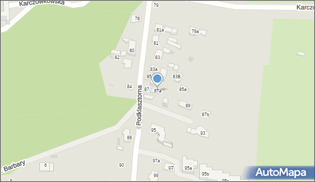 Kielce, Podklasztorna, 87a, mapa Kielc
