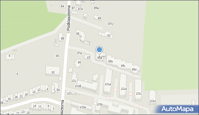 Kielce, Podklasztorna, 95a, mapa Kielc