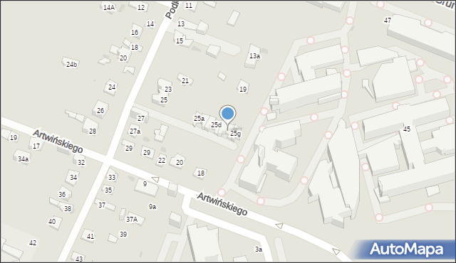 Kielce, Podklasztorna, 25f, mapa Kielc