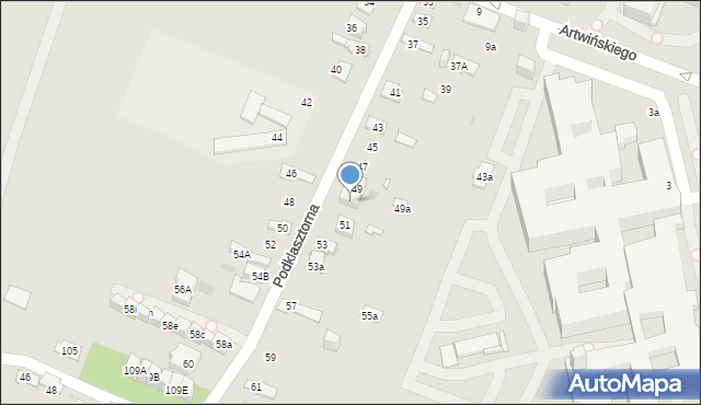 Kielce, Podklasztorna, 49b, mapa Kielc