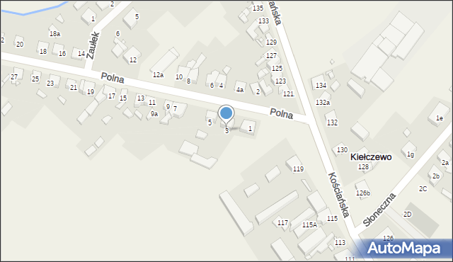 Kiełczewo, Polna, 3, mapa Kiełczewo