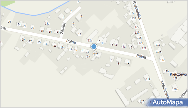 Kiełczewo, Polna, 9, mapa Kiełczewo