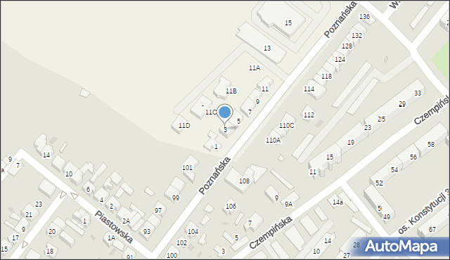 Kiełczewo, Poznańska, 3, mapa Kiełczewo