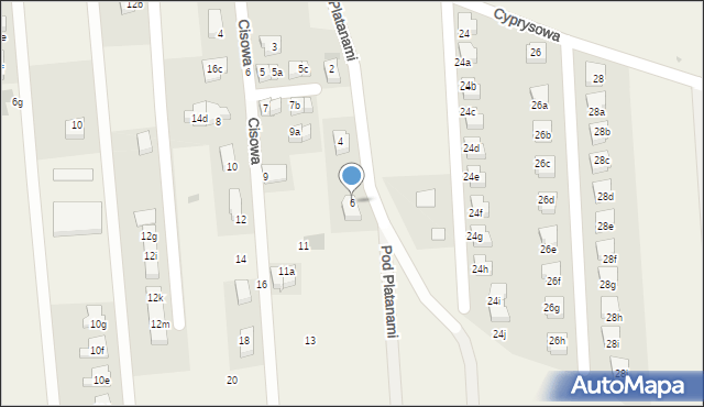 Kiełczów, Pod Platanami, 6, mapa Kiełczów