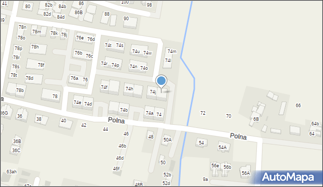 Kiełczów, Polna, 74k, mapa Kiełczów