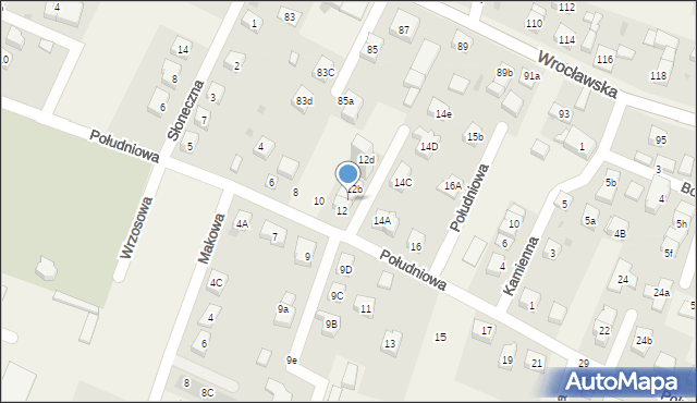 Kiełczów, Południowa, 12a, mapa Kiełczów