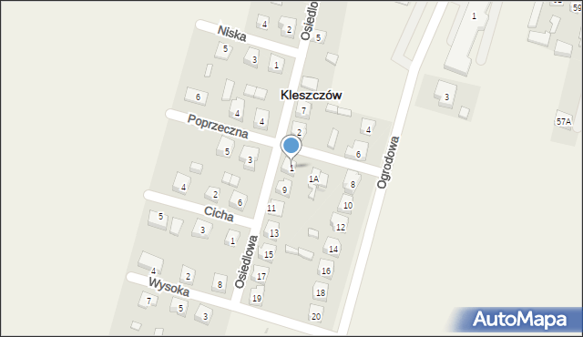 Kleszczów, Poprzeczna, 1, mapa Kleszczów
