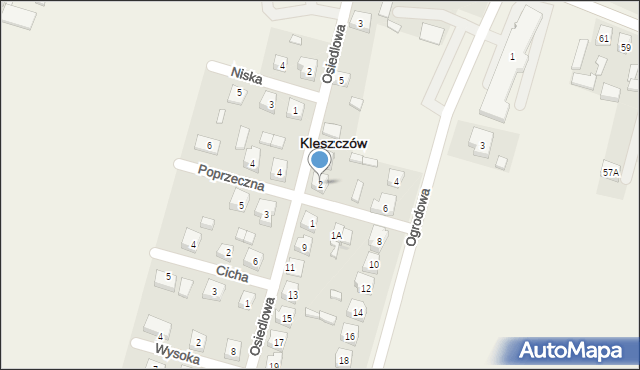 Kleszczów, Poprzeczna, 2, mapa Kleszczów