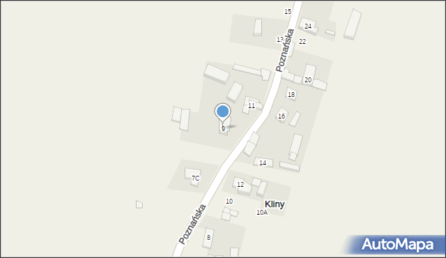 Kliny, Poznańska, 9, mapa Kliny