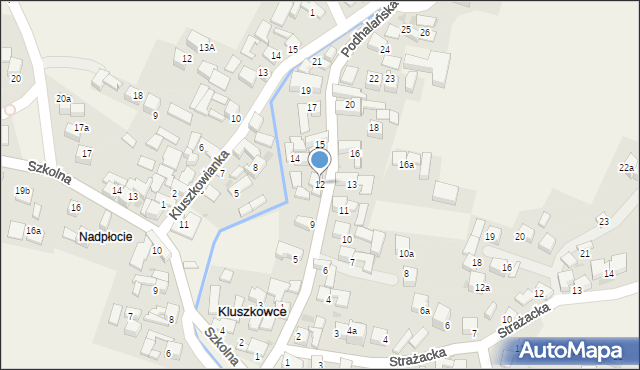 Kluszkowce, Podhalańska, 12, mapa Kluszkowce