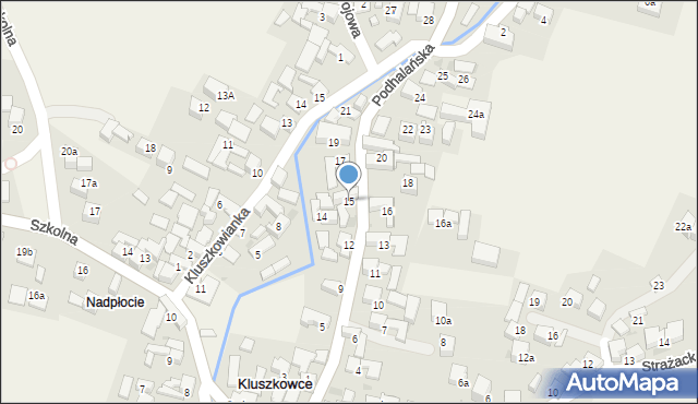 Kluszkowce, Podhalańska, 15, mapa Kluszkowce