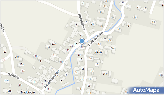 Kluszkowce, Podhalańska, 21, mapa Kluszkowce