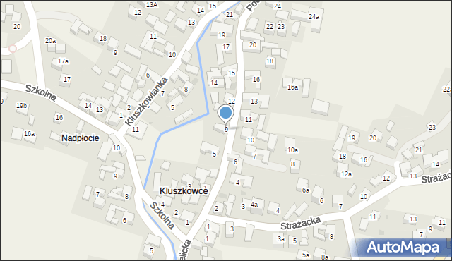 Kluszkowce, Podhalańska, 9, mapa Kluszkowce