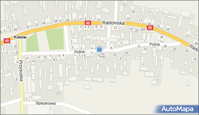 Klwów, Polna, 9A, mapa Klwów