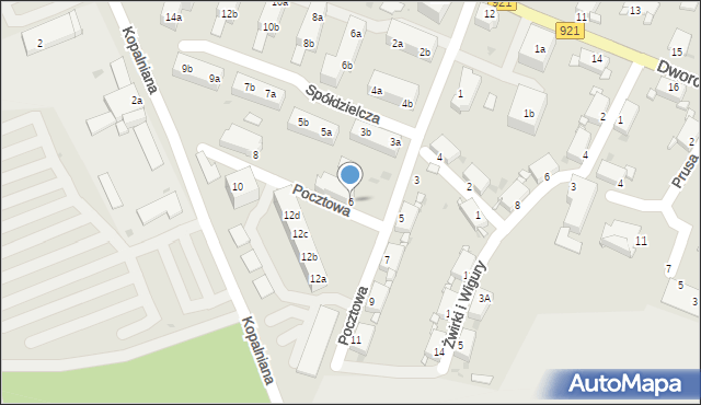 Knurów, Pocztowa, 6, mapa Knurów