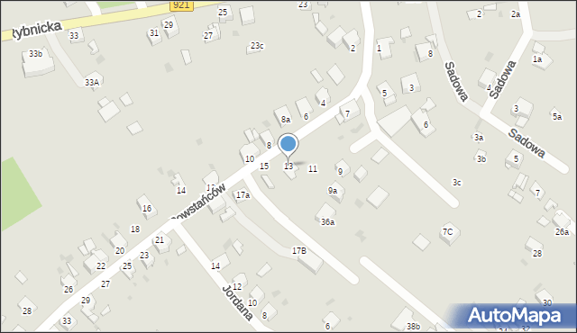 Knurów, Powstańców, 13, mapa Knurów